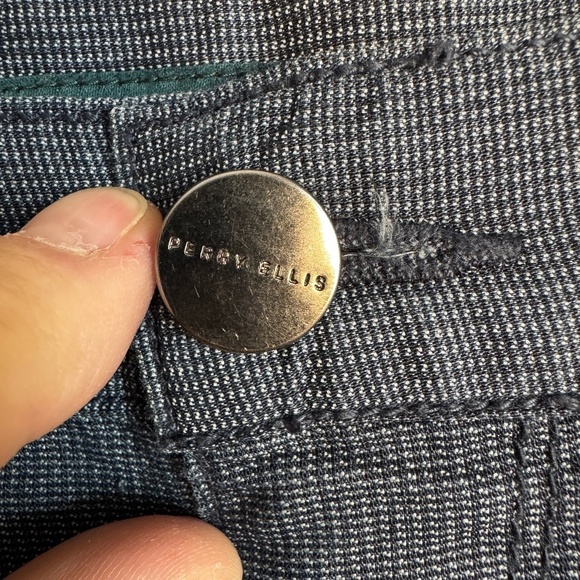 Perry Ellis Men's Flat Front Chino Casual Dress Pant Blue-Gray Trouser 34x32 - Picture 3 of 14